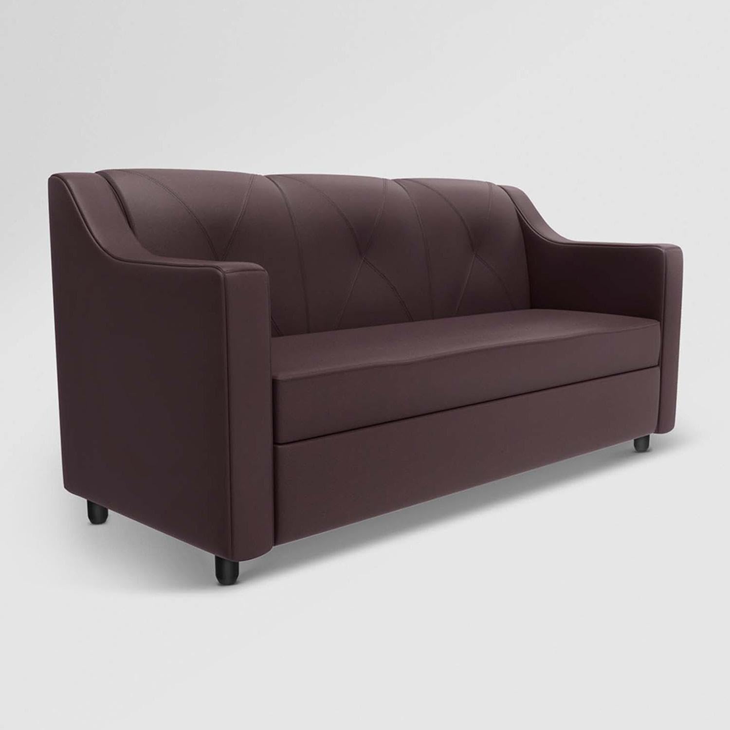 GODREJ INTERIO Sofa Monarch 3 Seater Synthetic Leather Sofa for Living Room, 1-Year Warranty, Solid Wood, Burgandy (Brown) - Image 4