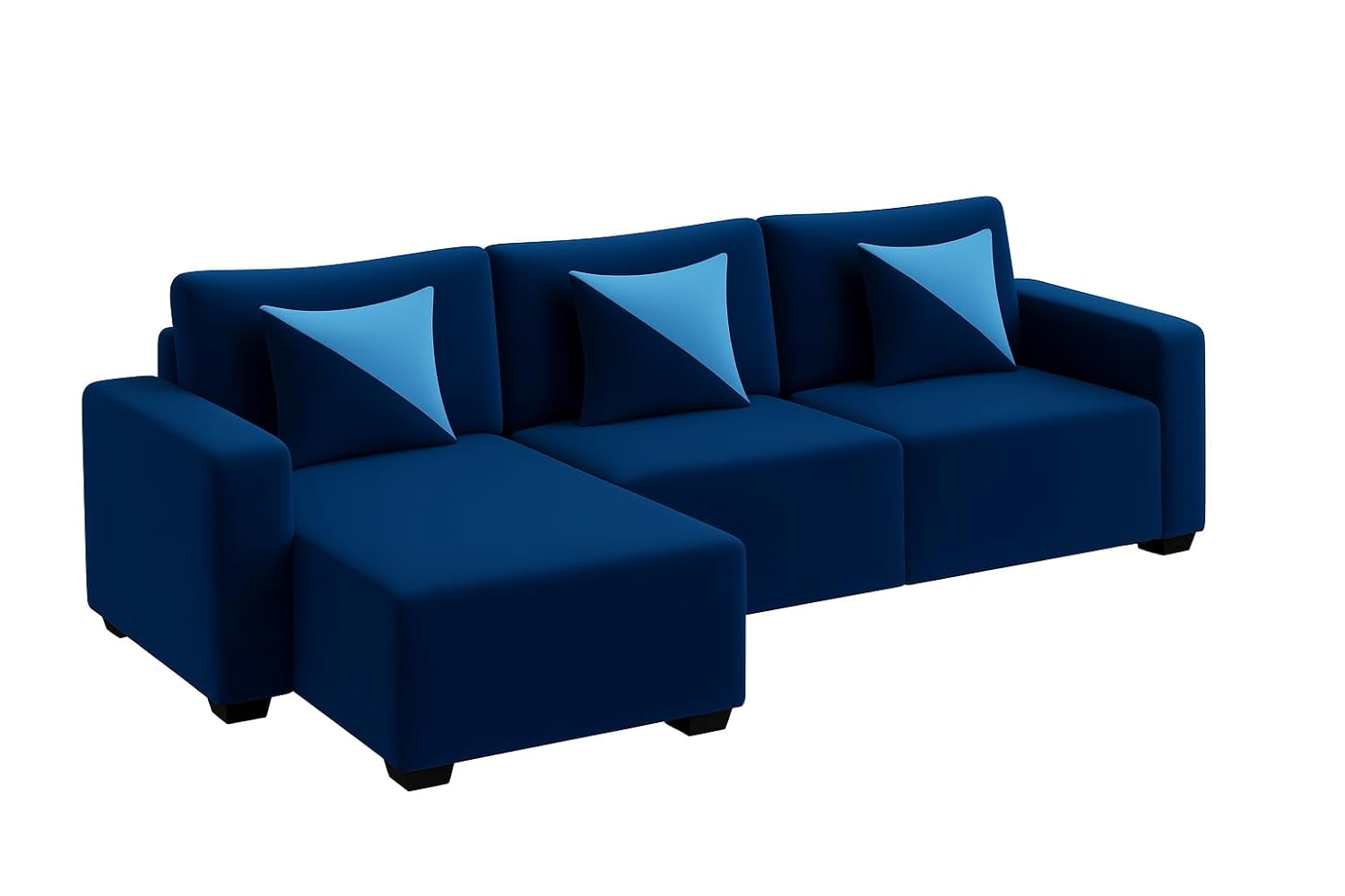 Siberian 4 Seater LHS L Shape Sofa Set | Soft Velvet Suede Fabric | Modern Design | Plush Comfort Cushions for Living Room (Dark Blue) - Image 3