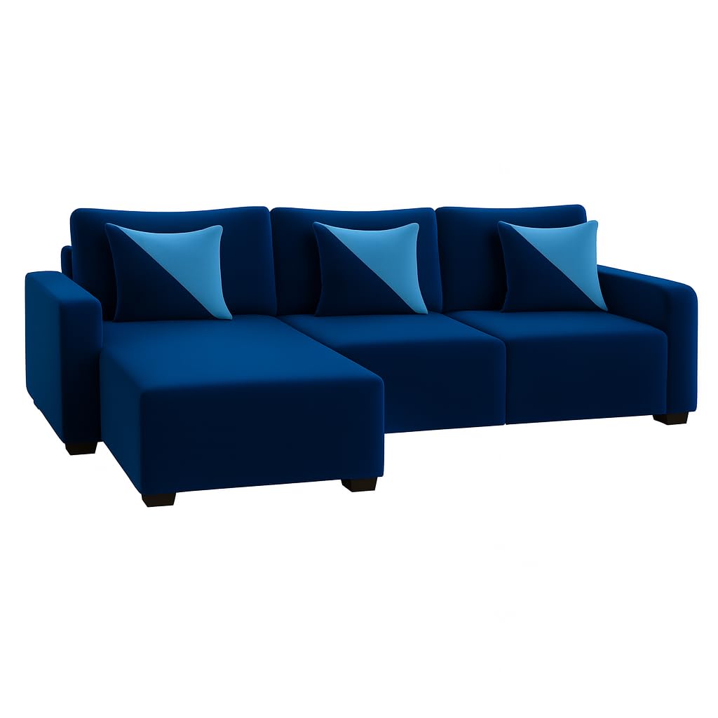 Siberian 4 Seater LHS L Shape Sofa Set | Soft Velvet Suede Fabric | Modern Design | Plush Comfort Cushions for Living Room (Dark Blue) - Image 4