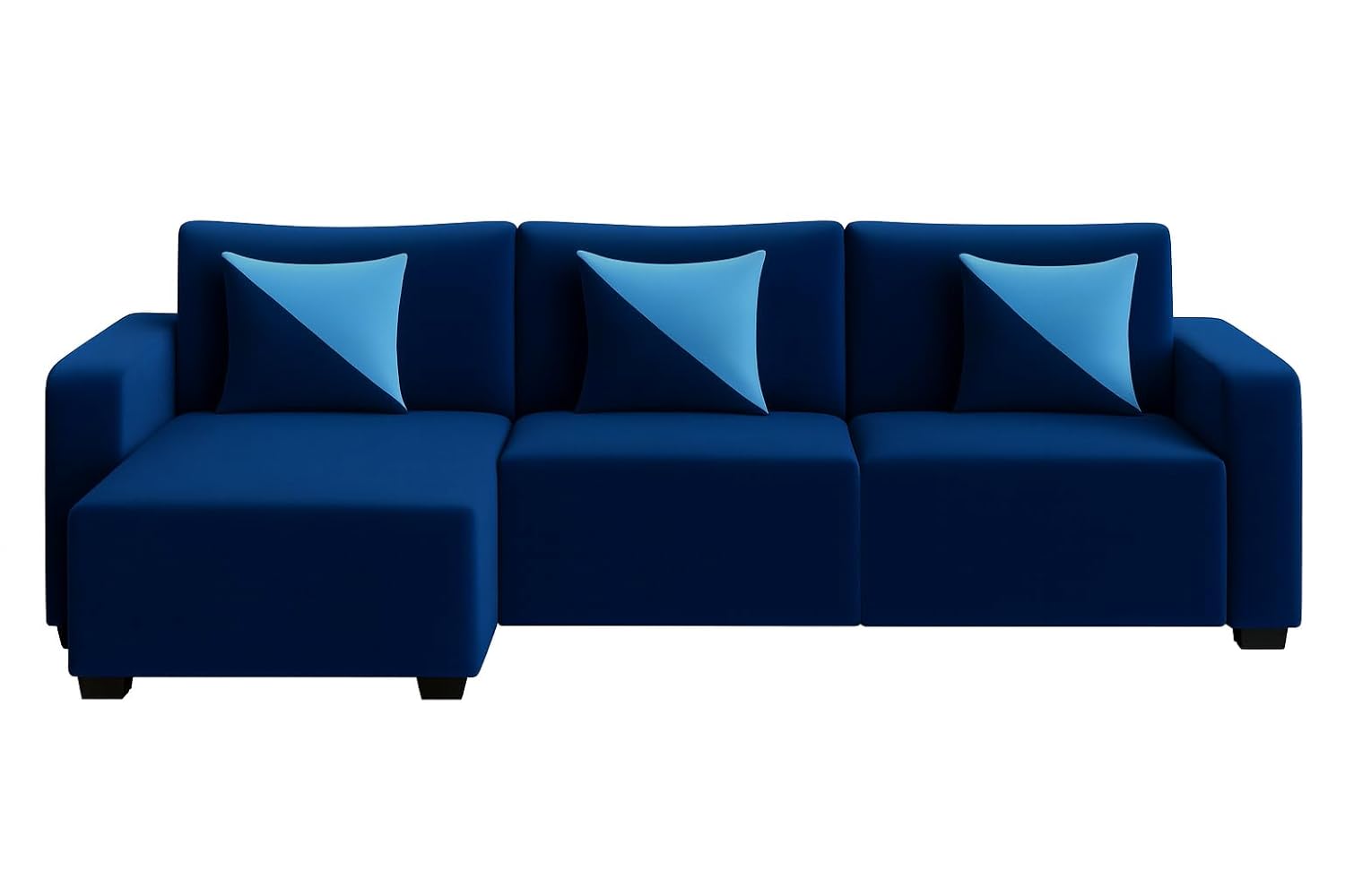 Siberian 4 Seater LHS L Shape Sofa Set | Soft Velvet Suede Fabric | Modern Design | Plush Comfort Cushions for Living Room (Dark Blue) - Image 5