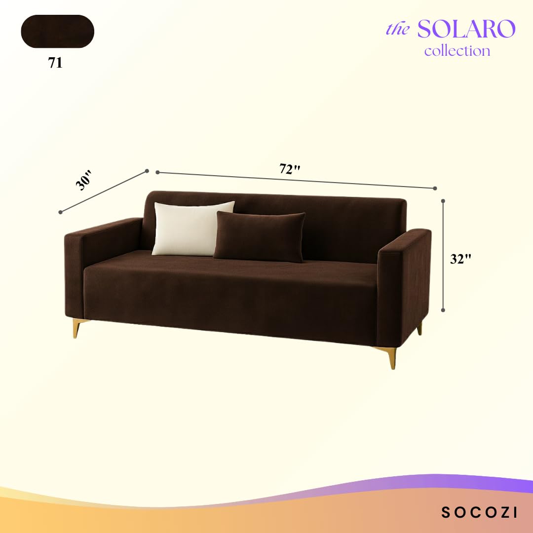 Solaro 3 Seater Sofa Set | Modern Design | Plush Comfort Cushions for Living Room (Dark Brown) - Image 3