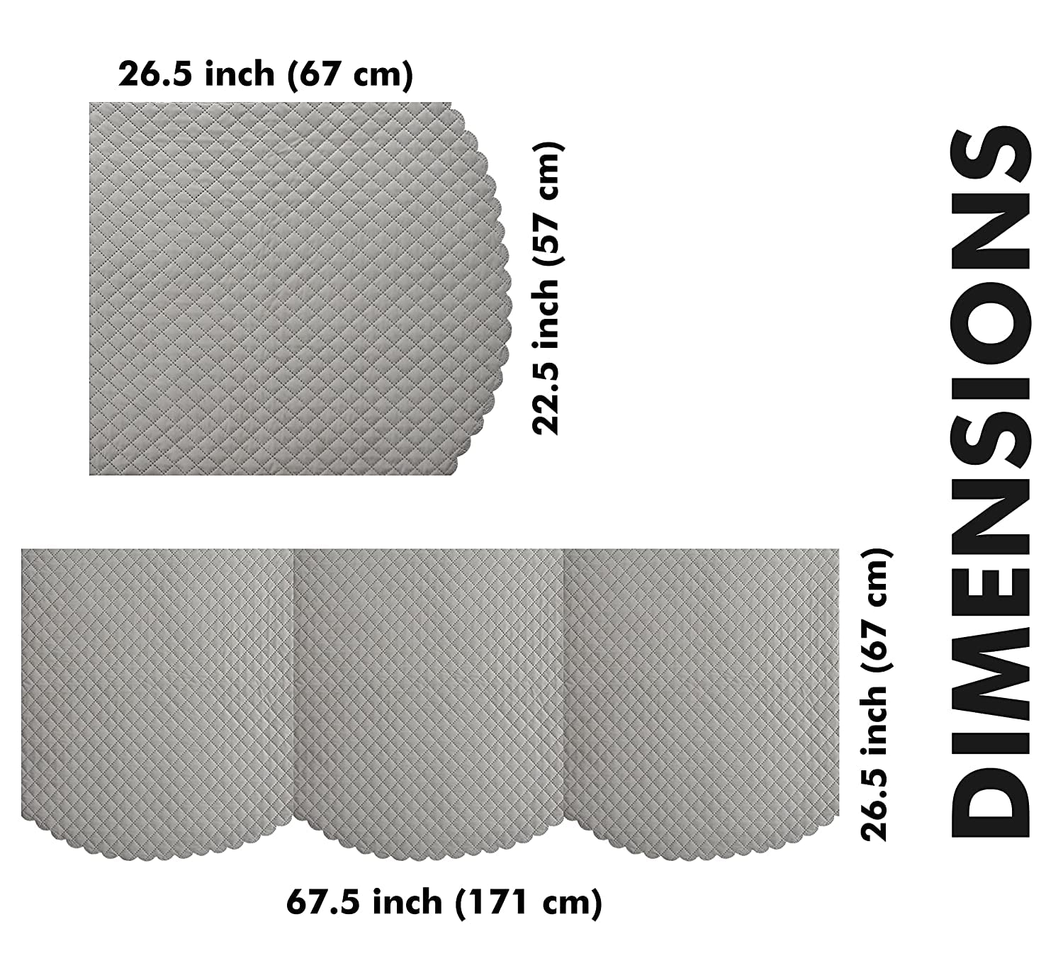 Velvet Self Design Quilted Sofa Chair Cover 5 Seater Light Grey - Image 3