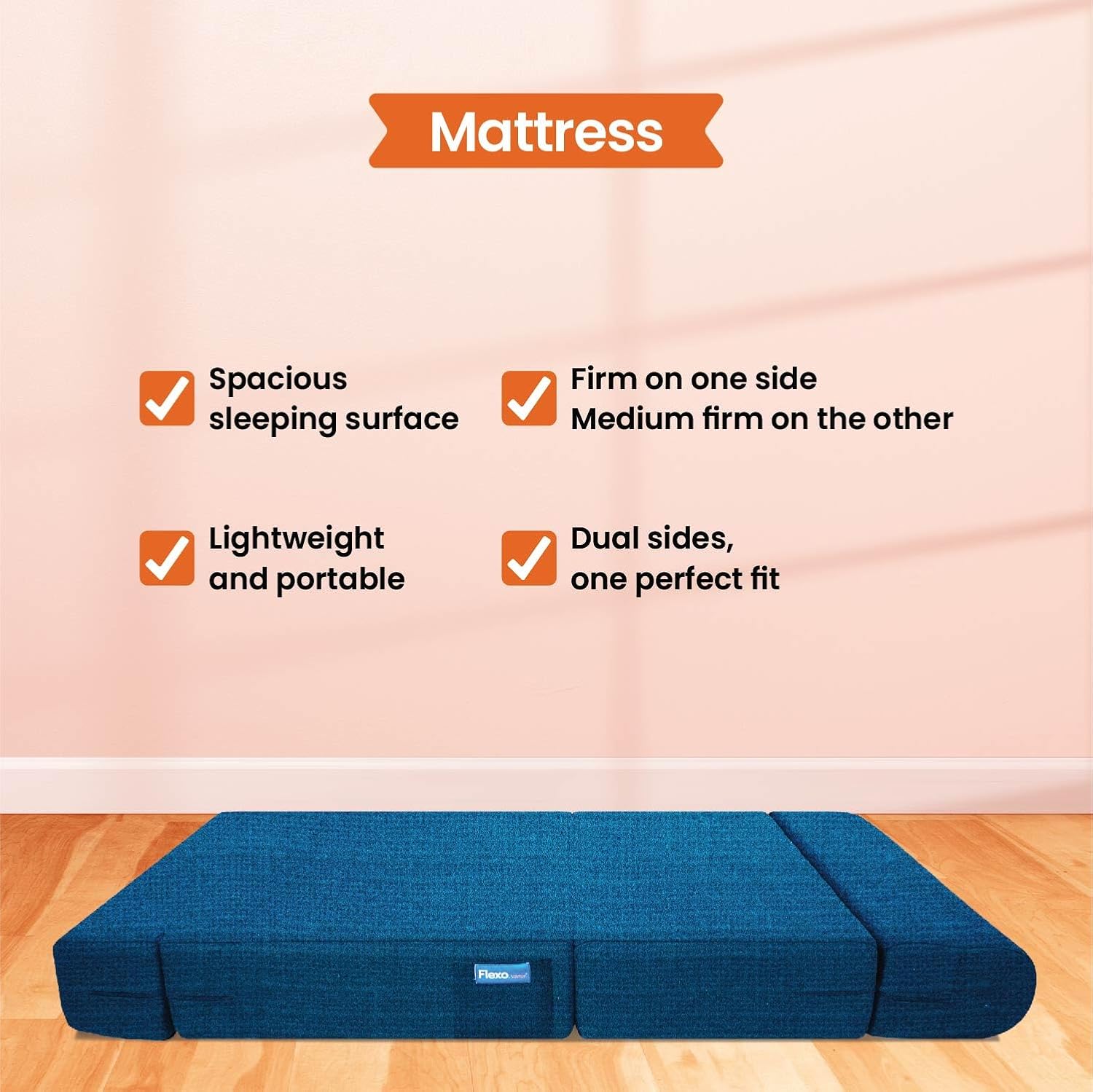 Starlon 1 Seater Sofa Cum Bed | Jute Fabric Washable Cover | 3' X 6' Feet (Teal with Geometrical Pillow) - Image 9