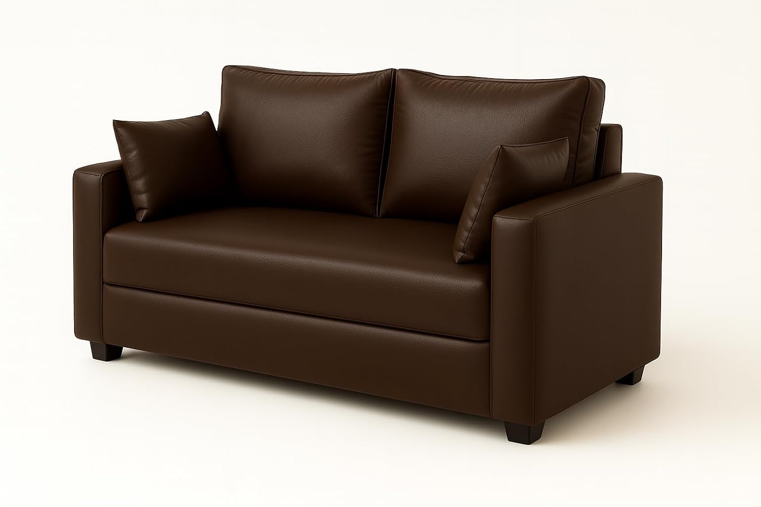 Sorvik 2 Seater Sofa Set | Premium Leatherette Upholstery | Modern Design | Plush Comfort Cushions for Living Room (Brown) - Image 4