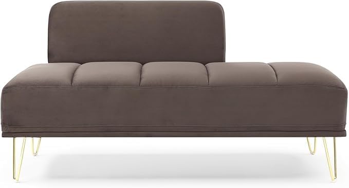 Symter 56.3" Inch Couch Upholstered Sofa Bed with Metal Golden Legs Rectangular Loveseat Sofa 2 Seater Sofa for Living Room Bedroom (Brown Velvet) - Image 3