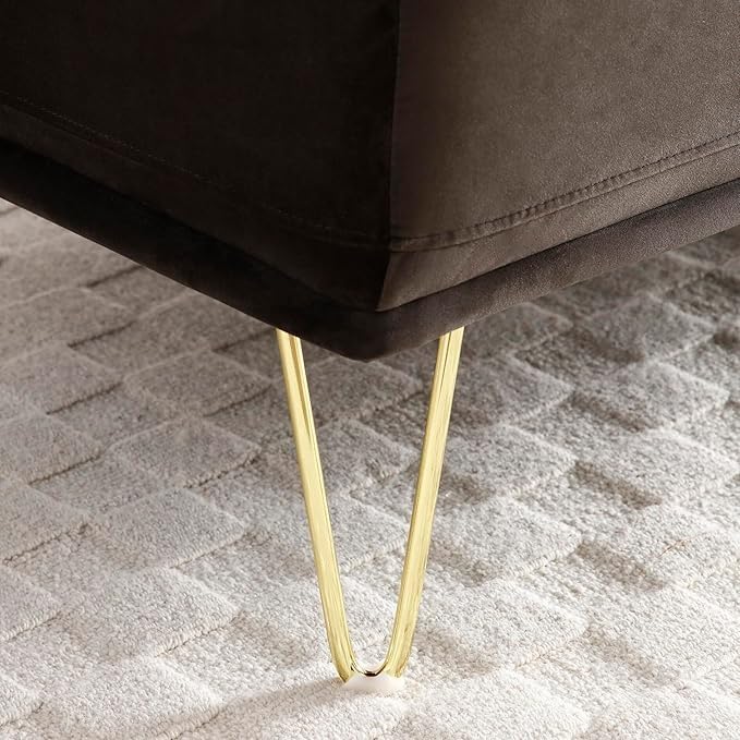 Symter 56.3" Inch Couch Upholstered Sofa Bed with Metal Golden Legs Rectangular Loveseat Sofa 2 Seater Sofa for Living Room Bedroom (Brown Velvet) - Image 8