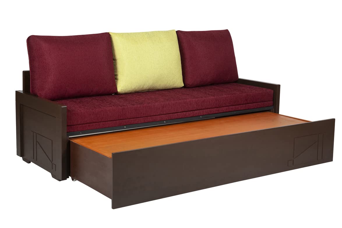 OFF THE SHELF Solid Teak Wood 3 Seater Sofa Cums Bed for Bedroom, Living Room with Storage Soft Cushion Natural Finishing Dark Chocolaty (75x28x25) - Image 5