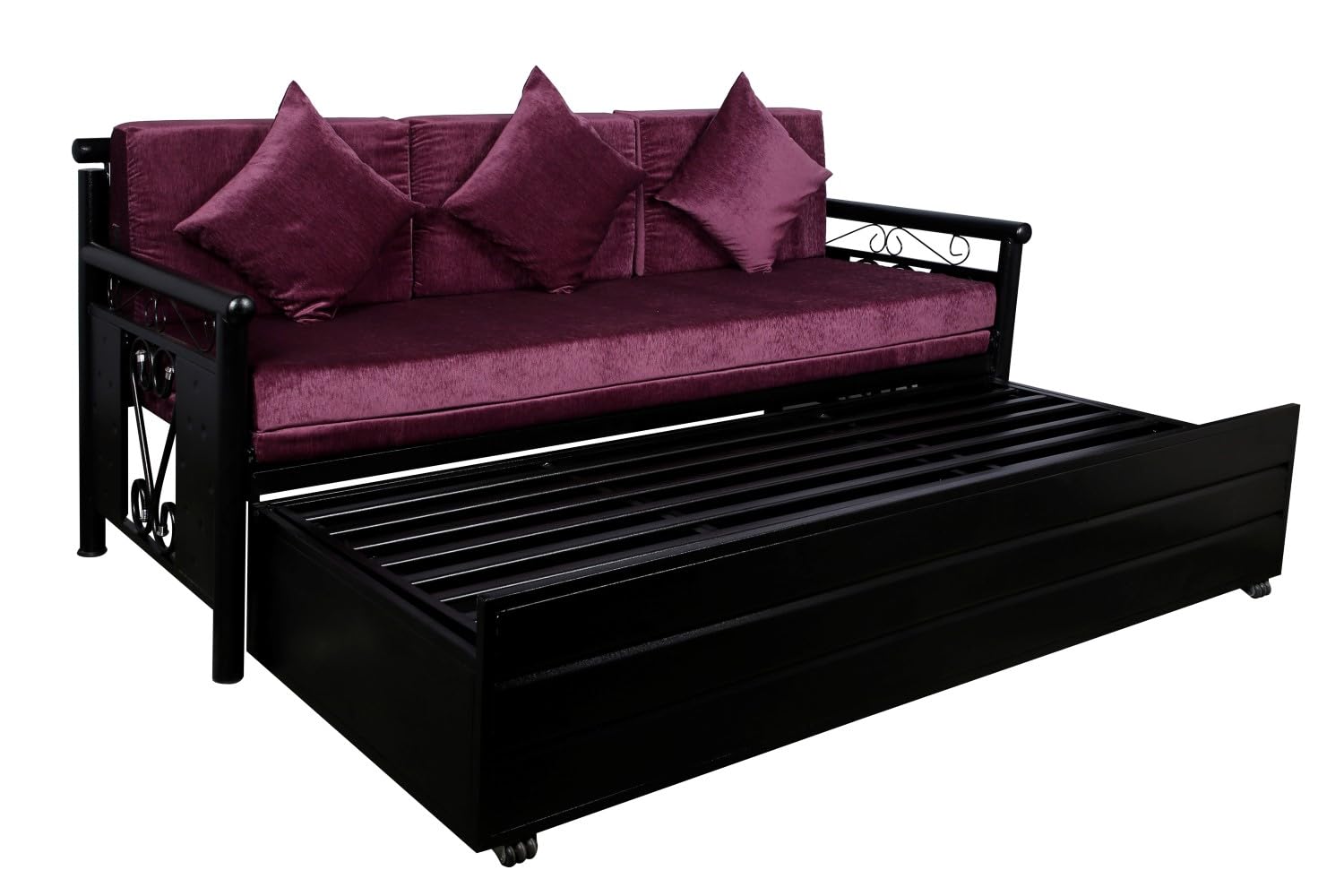 3 Seater Metal Sofa Cum Bed with Hydraulic Storage for Living Room (Black); Size: Queen - 5 x 6 - APICQ6002 - Image 6