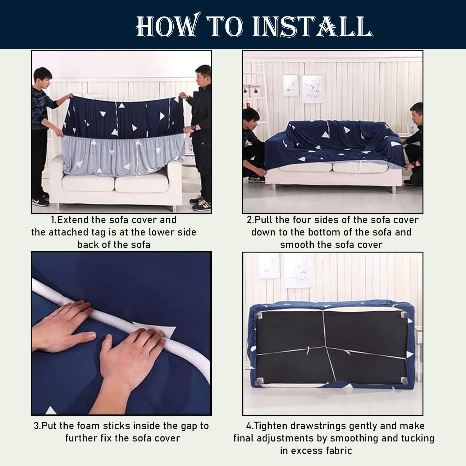 Lukzer 1 Seater Blue Lining Design Universal Sofa Cover | 360° Fully Covered Anti-Slip Washable Couch Cover Protecter | 140 GSM Stretch Fit Polyester + Spandex Slipcover (90-140cm/SC-022-01) - Image 9