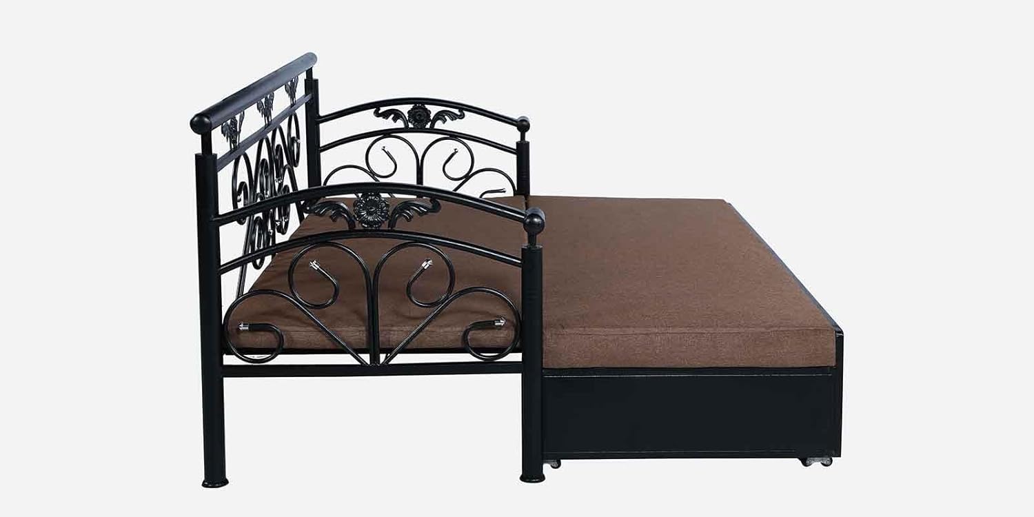 Wiki 3 Seater Metal Sofa Cum Bed with Hydraulic Storage | Single Size Sofa Cuma Bed with Cushion| 3 Seater Sofa Set, Metal Sofa Set for Living Room (Brown with Black Finish) - Image 7