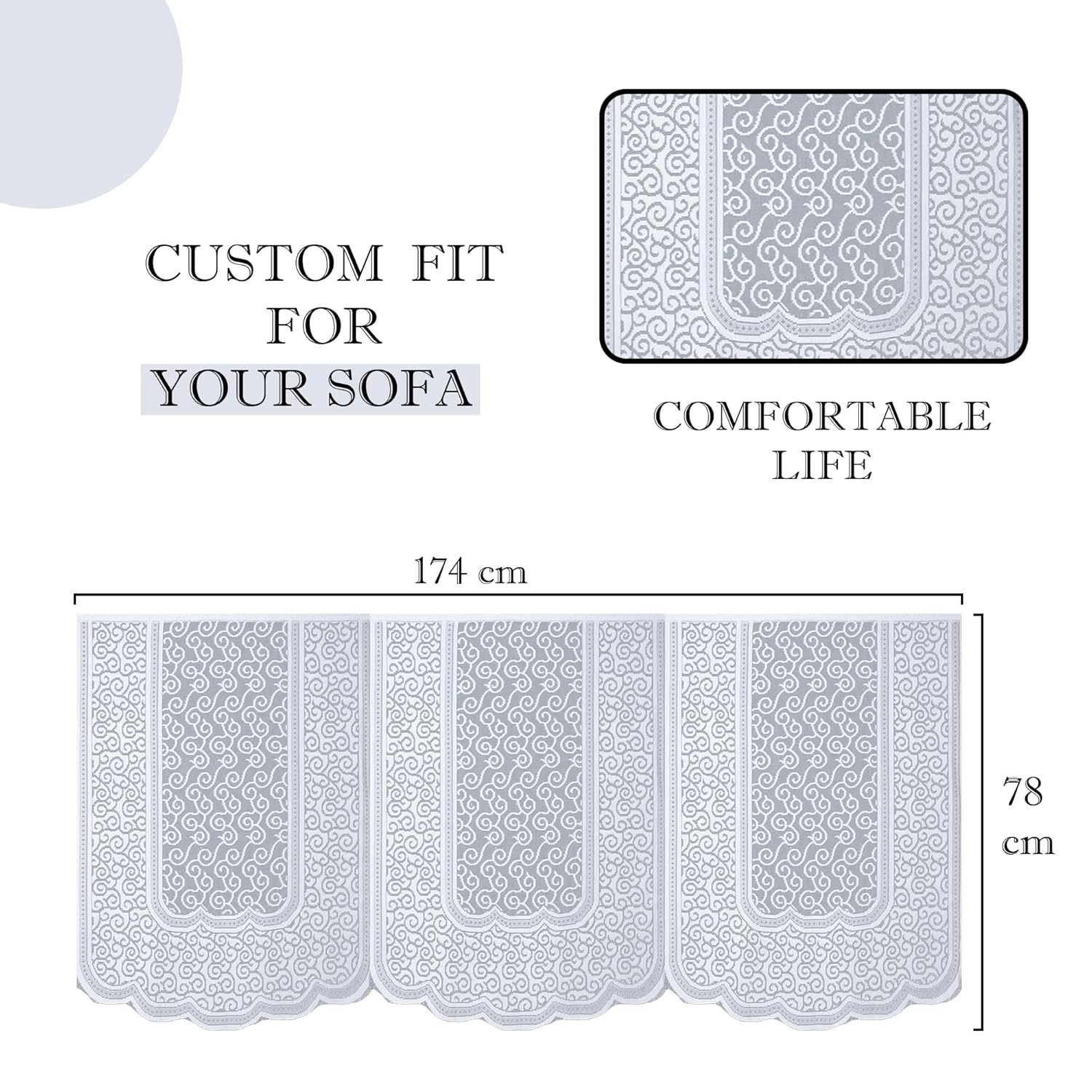 Kuber Industries (Set of 6) Stylish & Durable Cotton Sofa Covers 3 Seater | Washable Sofa Protector/Mat | Suitable Slipcover for Living Room & Office | Zig Zag Design - White - Image 4