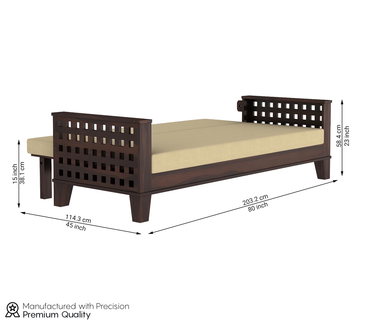 3 Seater Solid Sheesham Wooden Sofa Cums Bed for Living Room | Drawing Room | Folding Bed with Mattresses - Image 10