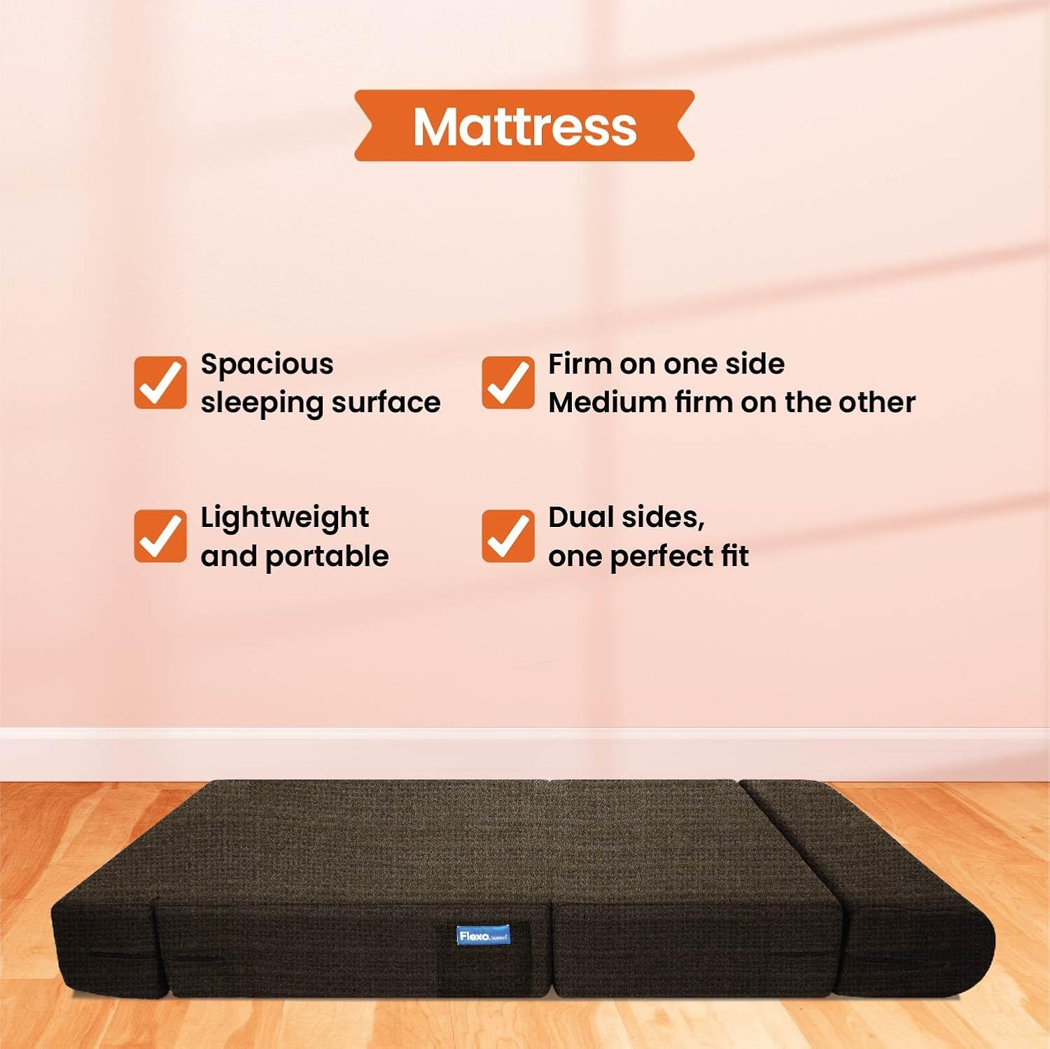 Starlon 1 Seater Sofa Cum Bed | Foldable Sofacum Bed | Jute Fabric Washable Cover Sofa | 3' X 6' Feet | Grey with Floral Pillow - Image 9