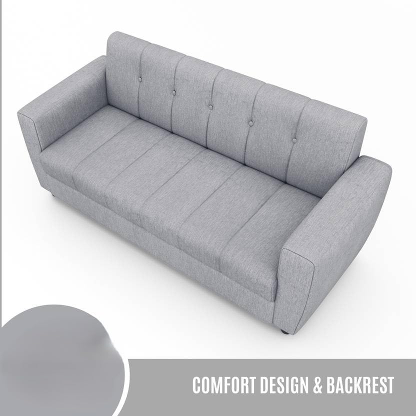 Furniture 3 Seater Fabric Sofa Set for Living Room Furniture | Fabric 3 Seater Sofa Set | Sofa for Home & Office | Fabric (Grey) - Image 4