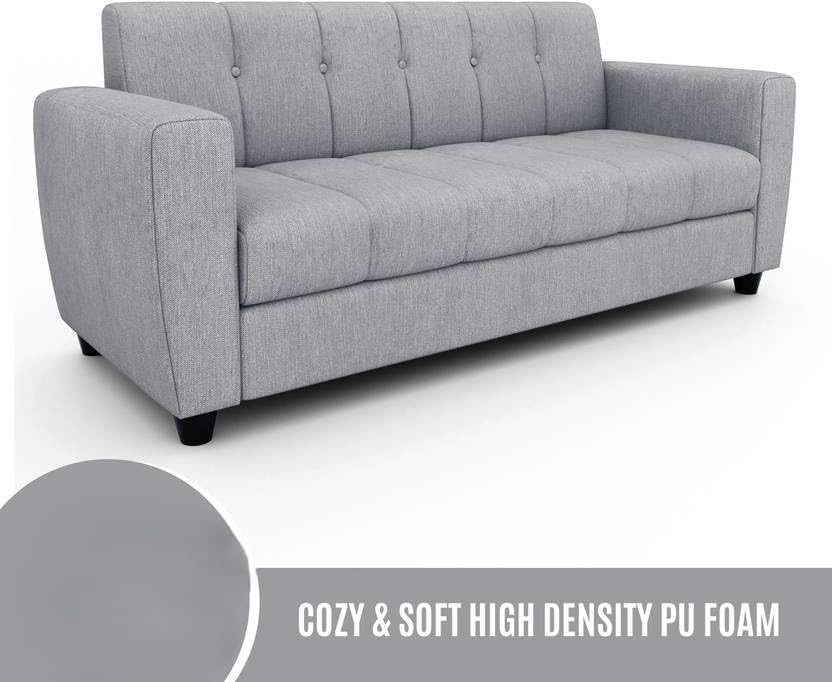 Furniture 3 Seater Fabric Sofa Set for Living Room Furniture | Fabric 3 Seater Sofa Set | Sofa for Home & Office | Fabric (Grey) - Image 5