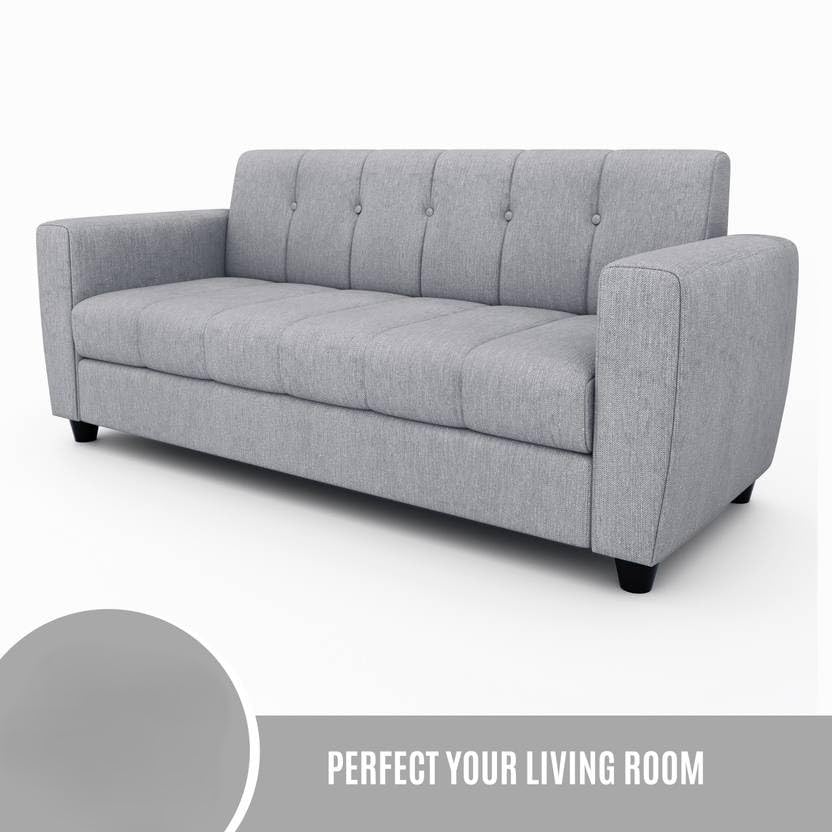 Furniture 3 Seater Fabric Sofa Set for Living Room Furniture | Fabric 3 Seater Sofa Set | Sofa for Home & Office | Fabric (Grey) - Image 6