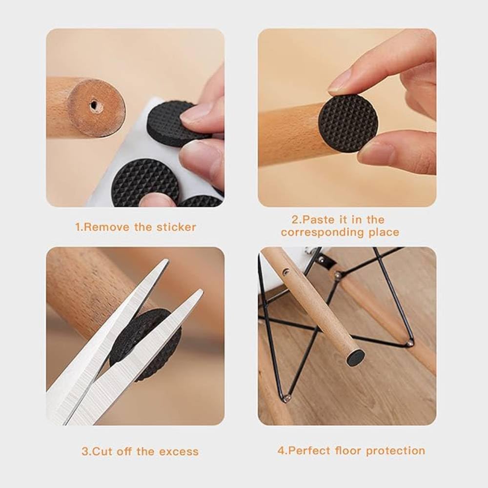 8 Pcs Non-Slip Self-Adhesive Rubber Furniture Feet Pads – Thickened Round Floor Protectors for Sofa, Table, Chair, Cabinet – Anti-Scratch, Noise-Reducing (Black) - Image 3