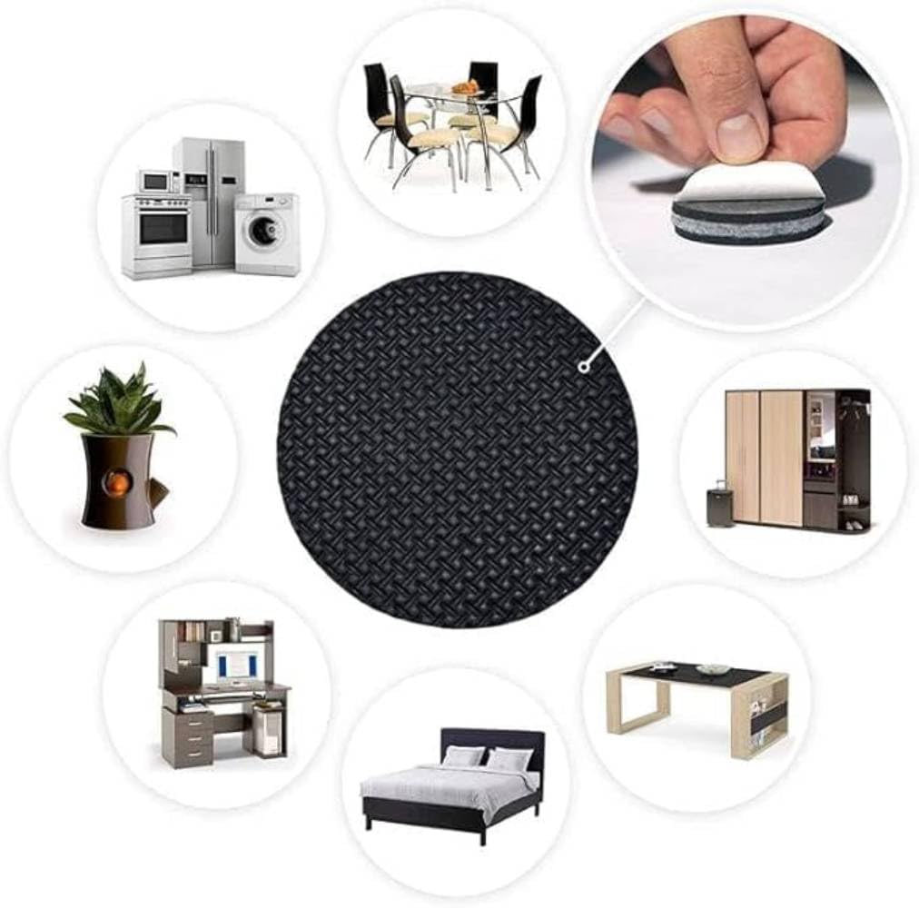 8 Pcs Non-Slip Self-Adhesive Rubber Furniture Feet Pads – Thickened Round Floor Protectors for Sofa, Table, Chair, Cabinet – Anti-Scratch, Noise-Reducing (Black) - Image 6