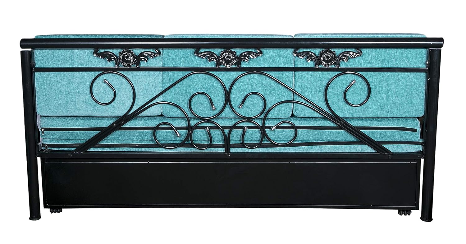 Dream Time Furniture King Size Three Seater Sofa Cum Bed with Hydraulic Storage Matte (Black Finish, Brown) - Image 10