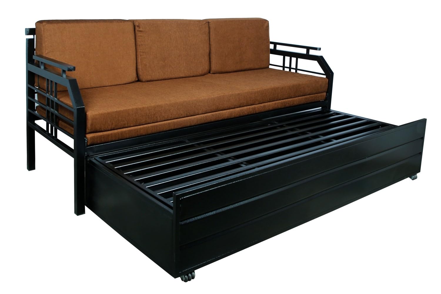 3 Seater Metal Sofa Cum Bed with Hydraulic Storage for Living Room (Black); Size: Queen - 5 x 6 - APICQ902 - Image 8