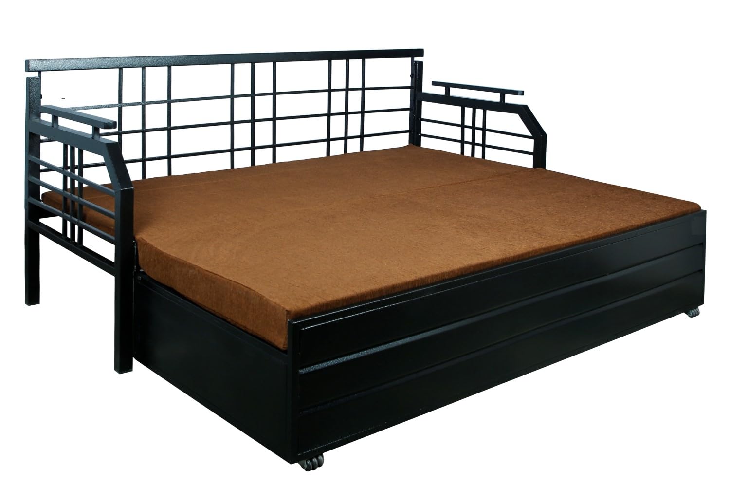 3 Seater Metal Sofa Cum Bed with Hydraulic Storage for Living Room (Black); Size: Queen - 5 x 6 - APICQ902 - Image 10