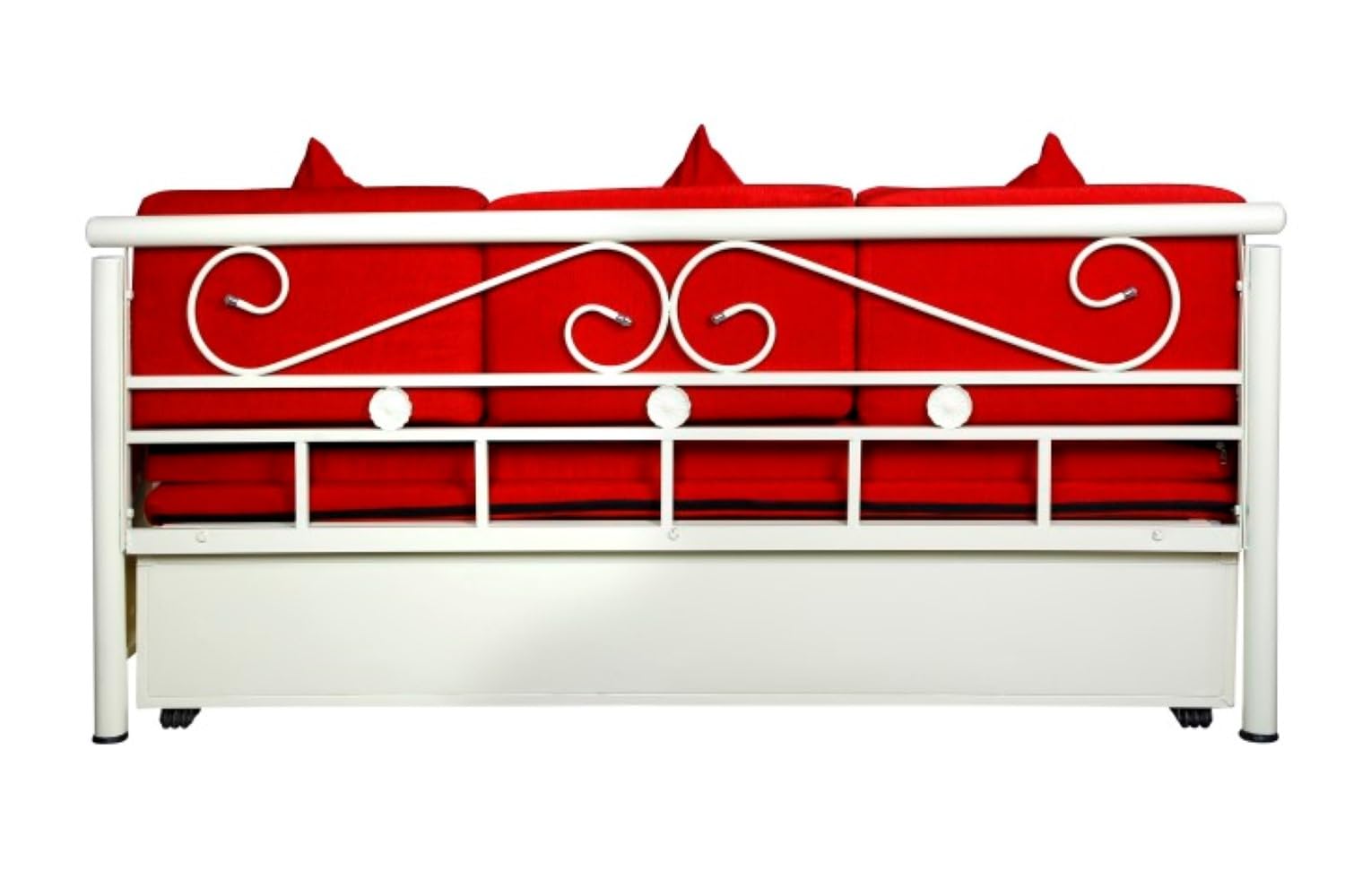 3 Seater Metal Sofa Cum Bed with Hydraulic Storage for Living Room (Ivory); Size: King - 6 x 6 - APICK201 - Image 6