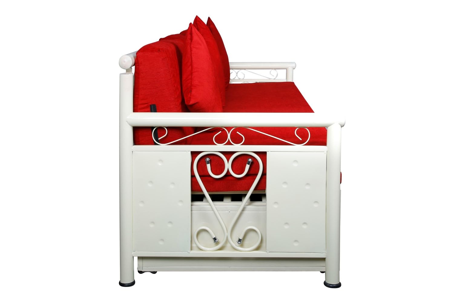 3 Seater Metal Sofa Cum Bed with Hydraulic Storage for Living Room (Ivory); Size: King - 6 x 6 - APICK201 - Image 7