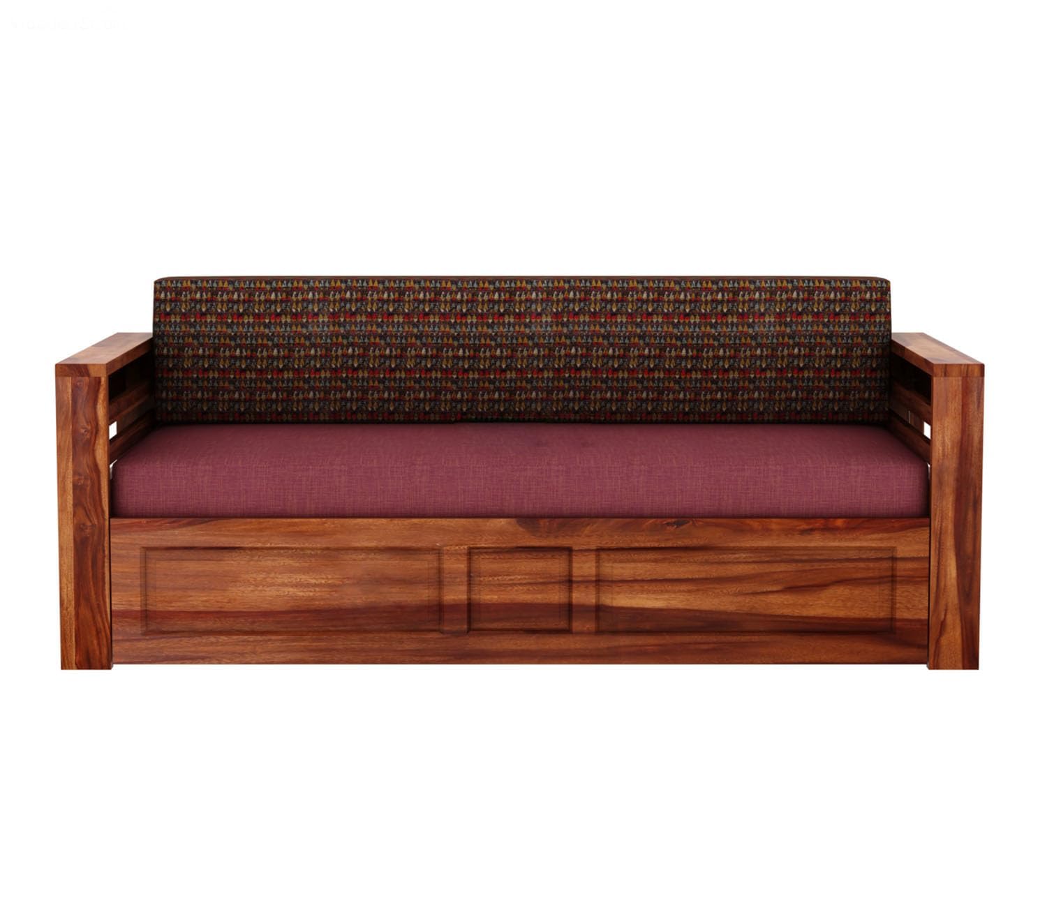 Sheesham Wood Foster 3 Seater Sofa Cum Bed for Living Room Three Seater Sofa Bed for Home Sofa Com Bed Sheesham Wood | 1 Year Warranty (Honey Berry Diamonds) - 3 Seater, Beige - Image 6