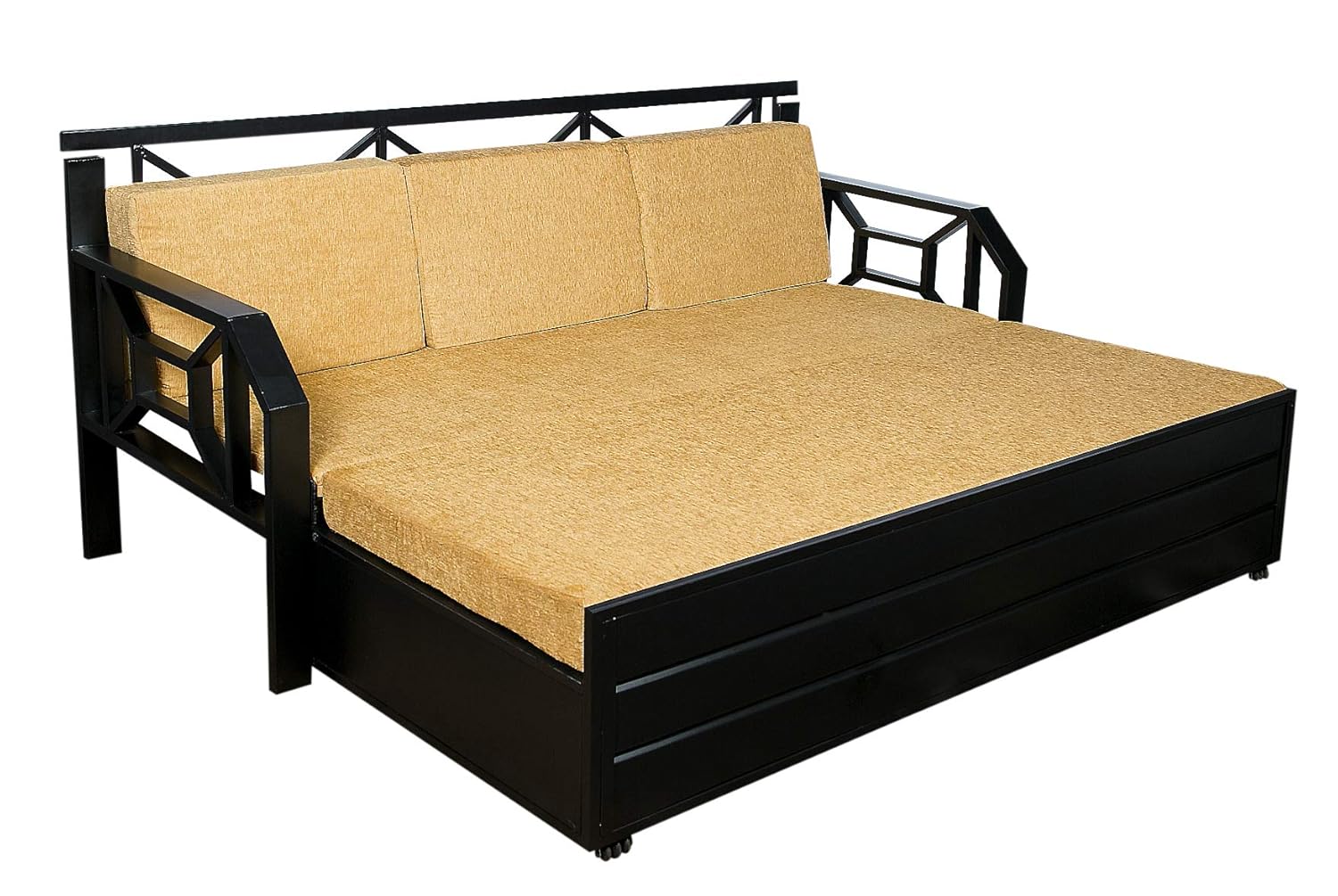 Dream Time Furniture Nesca Metal Sofa Cums Bed King Size for Home Furniture | Living Room Metal | with Storage | Sofa Cums Bed | Sofa Cums Bed Light Brown Fabric Color - Image 4