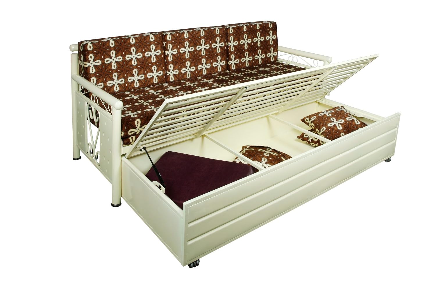 3 Seater Metal Sofa Cum Bed with Hydraulic Storage for Living Room (Black); Size: King - 6 x 6 - APICK4001 - Image 9