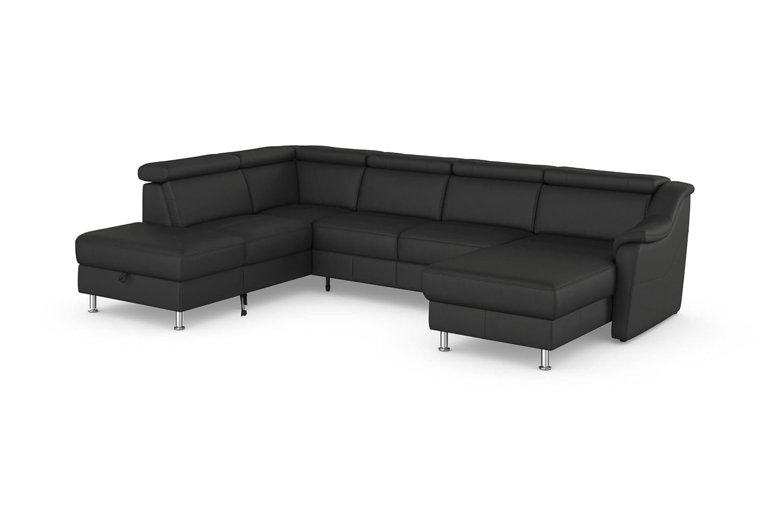 Fabrique nova 7 Seater Ushape Sofa Cum Bed Leatherette Sofa matt Black(LHS) - Image 3