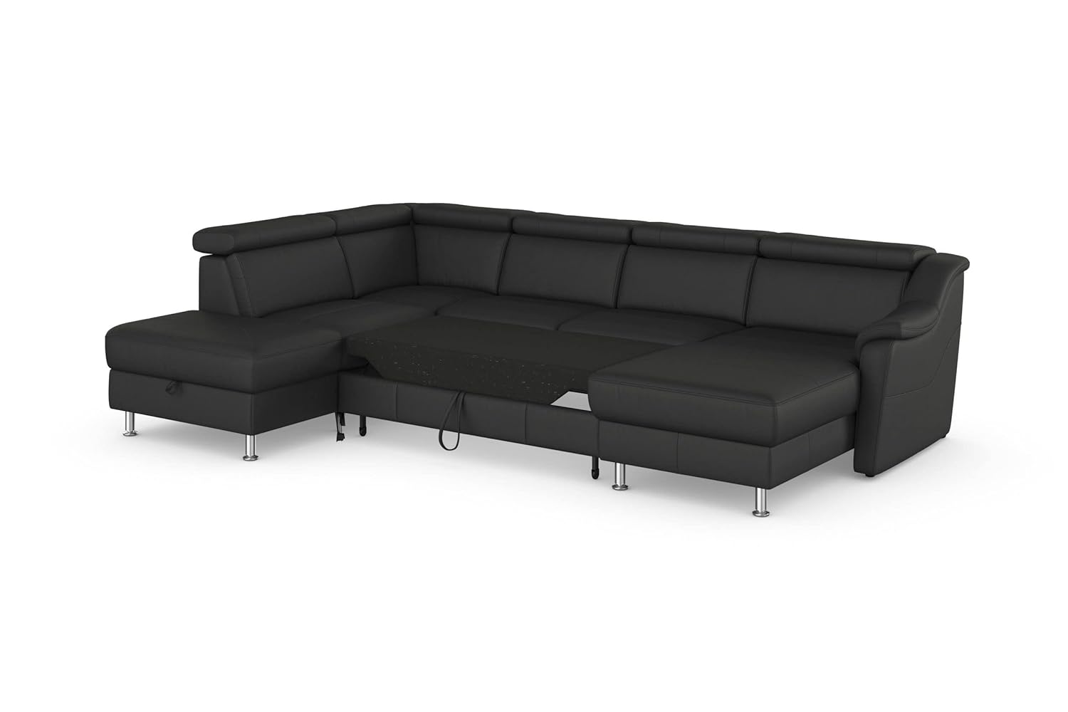 Fabrique nova 7 Seater Ushape Sofa Cum Bed Leatherette Sofa matt Black(LHS) - Image 4