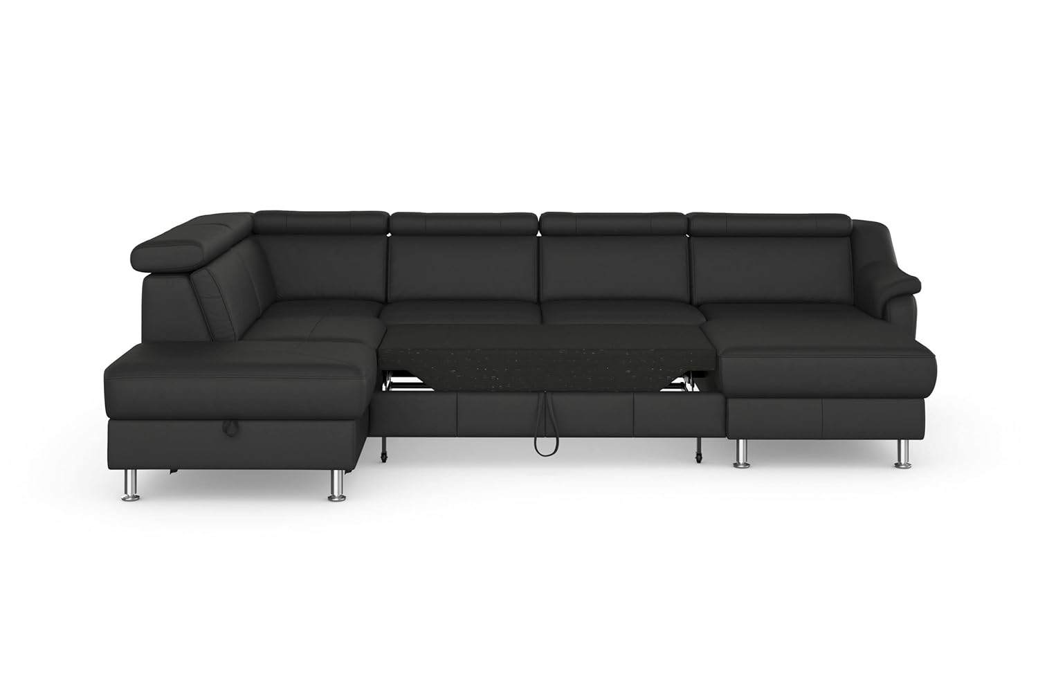 Fabrique nova 7 Seater Ushape Sofa Cum Bed Leatherette Sofa matt Black(LHS) - Image 5