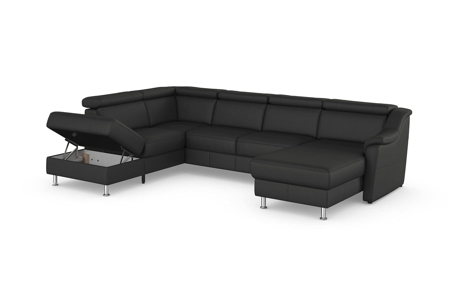 Fabrique nova 7 Seater Ushape Sofa Cum Bed Leatherette Sofa matt Black(LHS) - Image 7