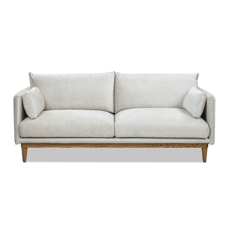 Goldview Furniture Modern 2-Seater Sofa – White Upholstered with Plush Cushions and Pillows – Solid Wood Frame Couch for Living Room - Image 5