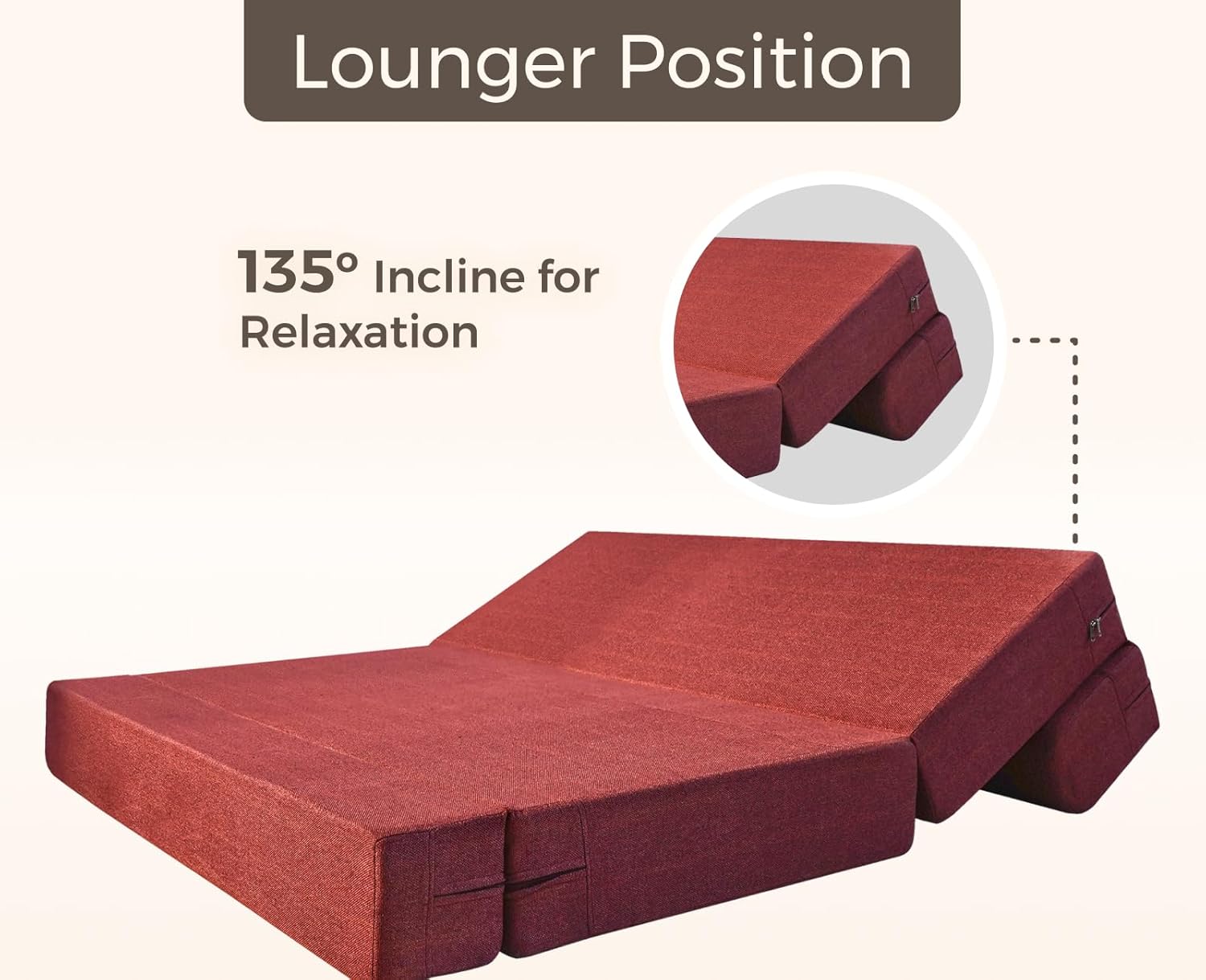 uberlyfe 3 Seater Sofa Cum Bed | Jute Fabric Washable Cover | 2 Cushions Jharokha Pattern | Primrose | 6' X 6' Feet - Image 4