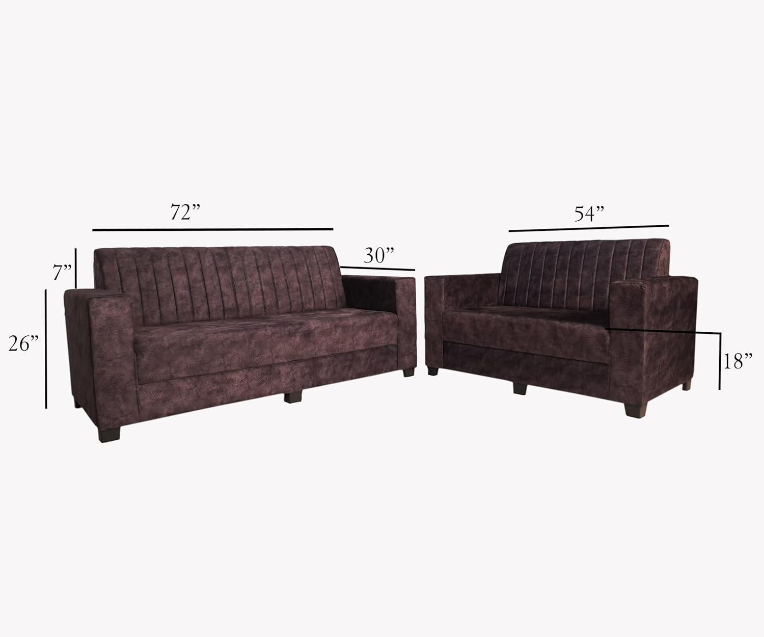 ShivajiSofa Velvet 3+2 Sofa Set for Living Room, Left or Right Aligned 5 Seater, Solid Sal Wood Leatherette Upholstered, Brown Color - Image 3