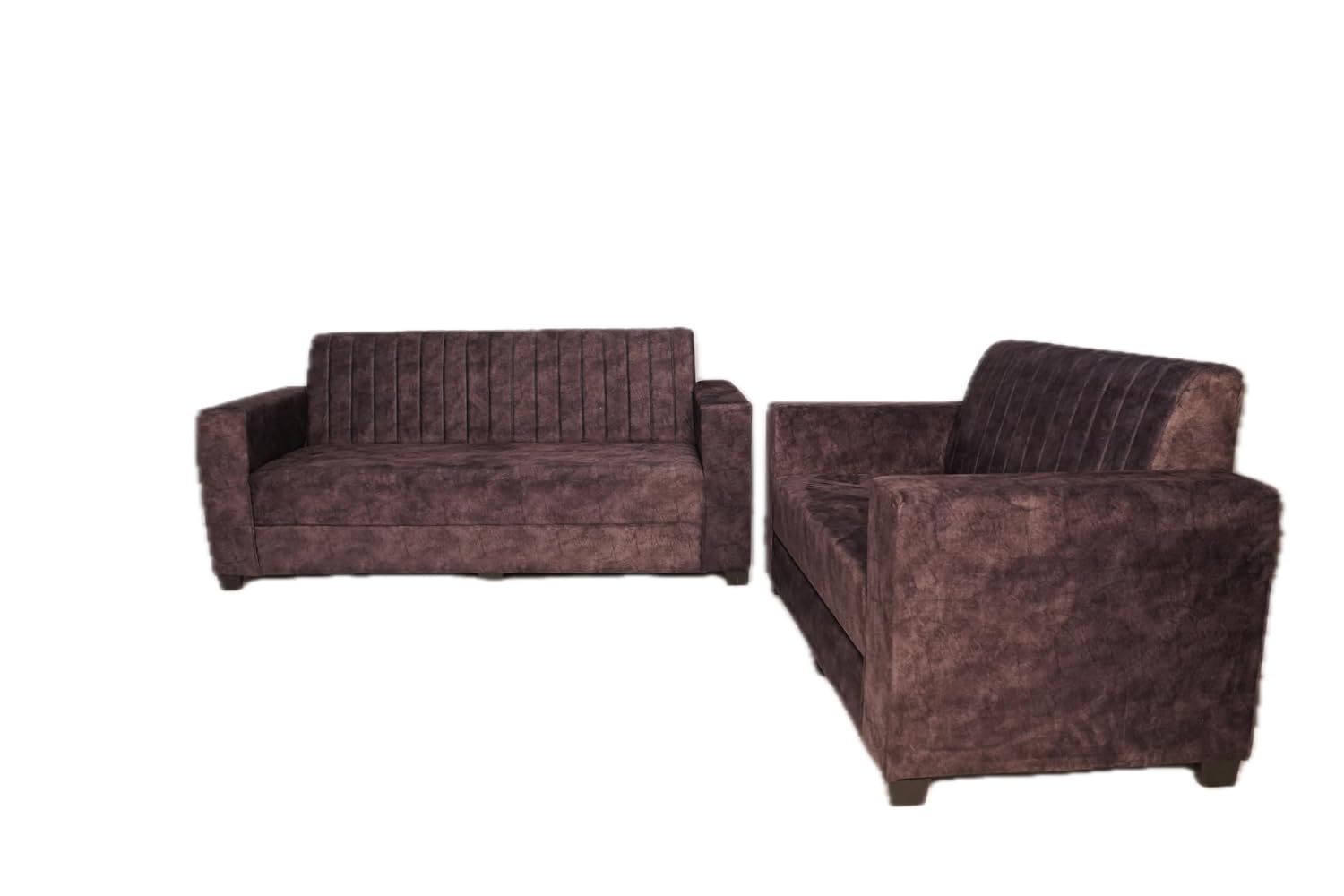 ShivajiSofa Velvet 3+2 Sofa Set for Living Room, Left or Right Aligned 5 Seater, Solid Sal Wood Leatherette Upholstered, Brown Color - Image 6