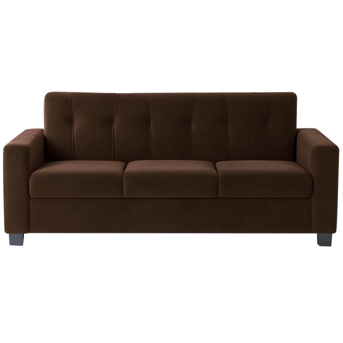 FURNY Homeoy 3 Seater Fabric Sofa Set (Brown) with Velvet Fabric | Durable Comfort | Ideal for Living Room - Image 5