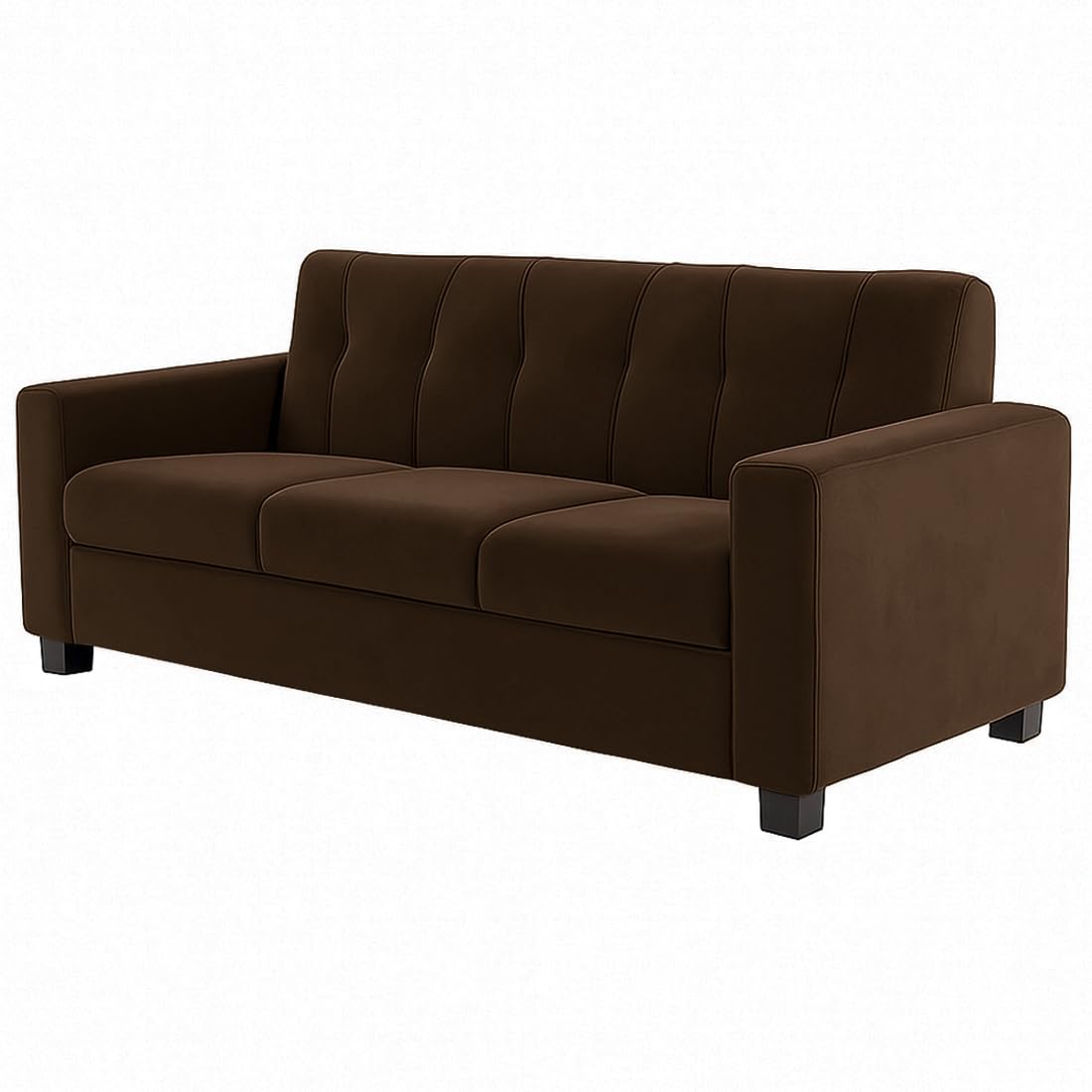 FURNY Homeoy 3 Seater Fabric Sofa Set (Brown) with Velvet Fabric | Durable Comfort | Ideal for Living Room - Image 6