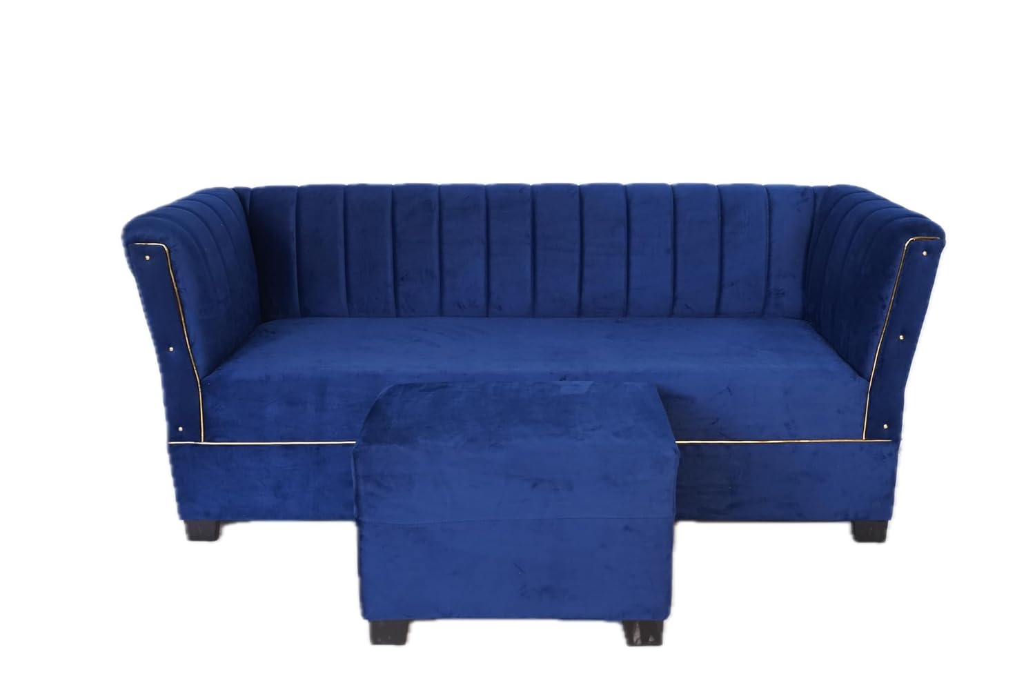 ShivajiSofa Velvet Corner L-Shape Sectional Sofa Set for Living Room, Left or Right Aligned 5 Seater, Solid Sal Wood Leatherette Upholstered, Blue Color - Image 8