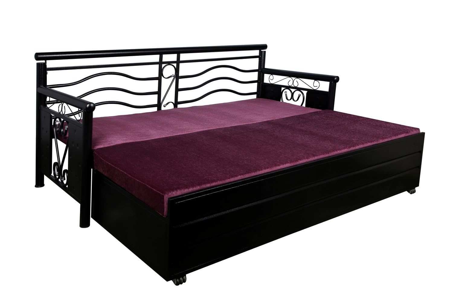 3 Seater Metal Sofa Cum Bed with Hydraulic Storage for Living Room (Black); Size: Single - 4 x 6 - APICS603 - Image 4