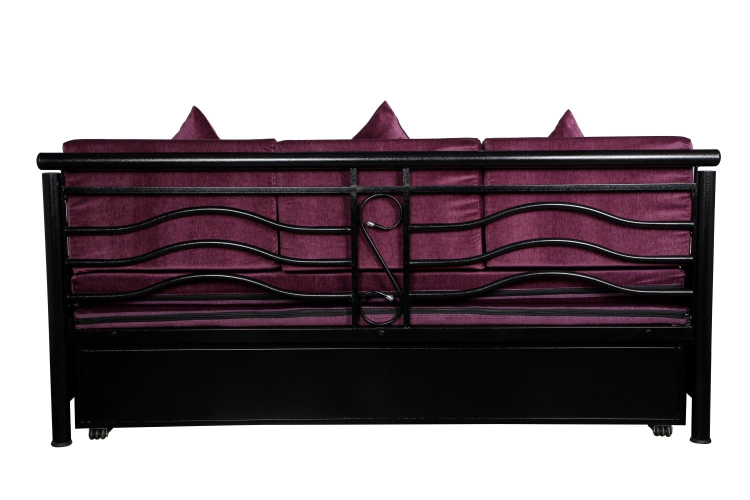 3 Seater Metal Sofa Cum Bed with Hydraulic Storage for Living Room (Black); Size: Single - 4 x 6 - APICS603 - Image 7