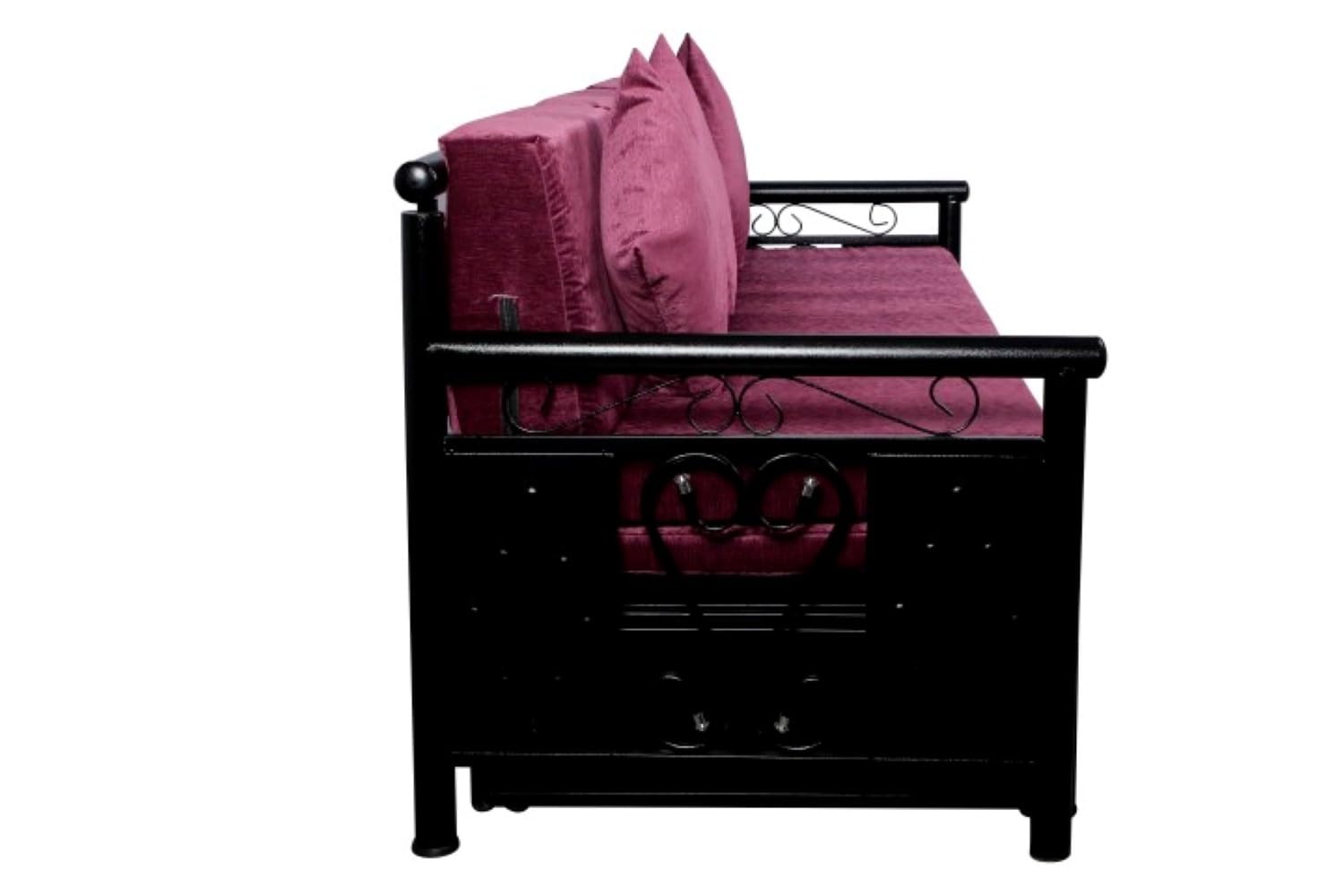 3 Seater Metal Sofa Cum Bed with Hydraulic Storage for Living Room (Black); Size: Single - 4 x 6 - APICS603 - Image 8