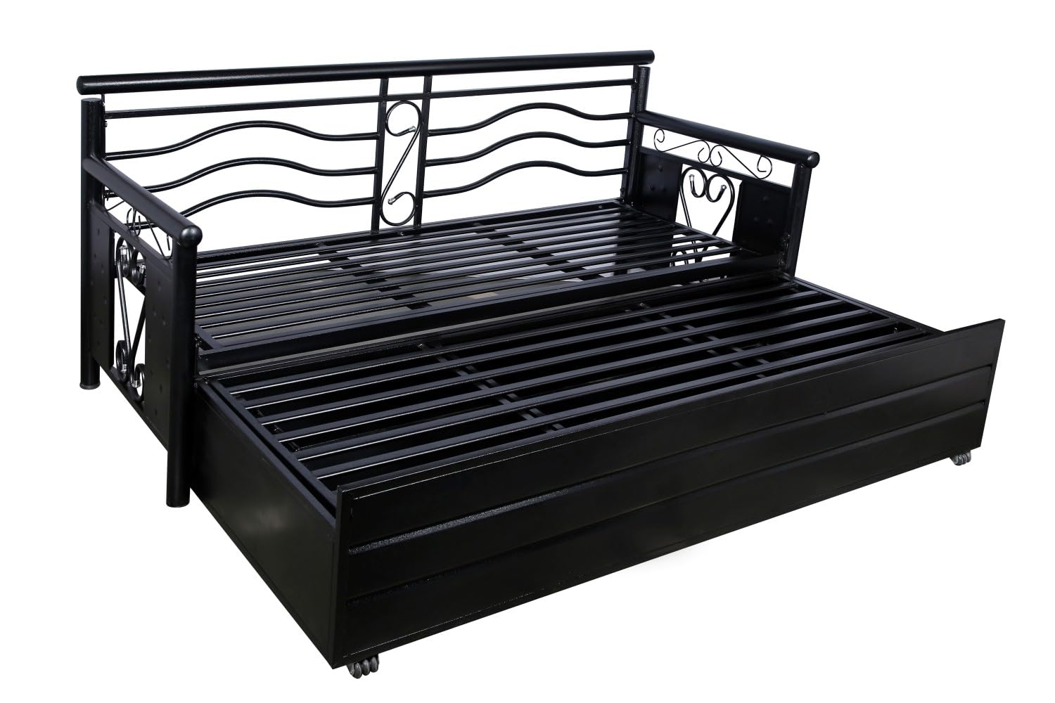 3 Seater Metal Sofa Cum Bed with Hydraulic Storage for Living Room (Black); Size: Single - 4 x 6 - APICS603 - Image 10