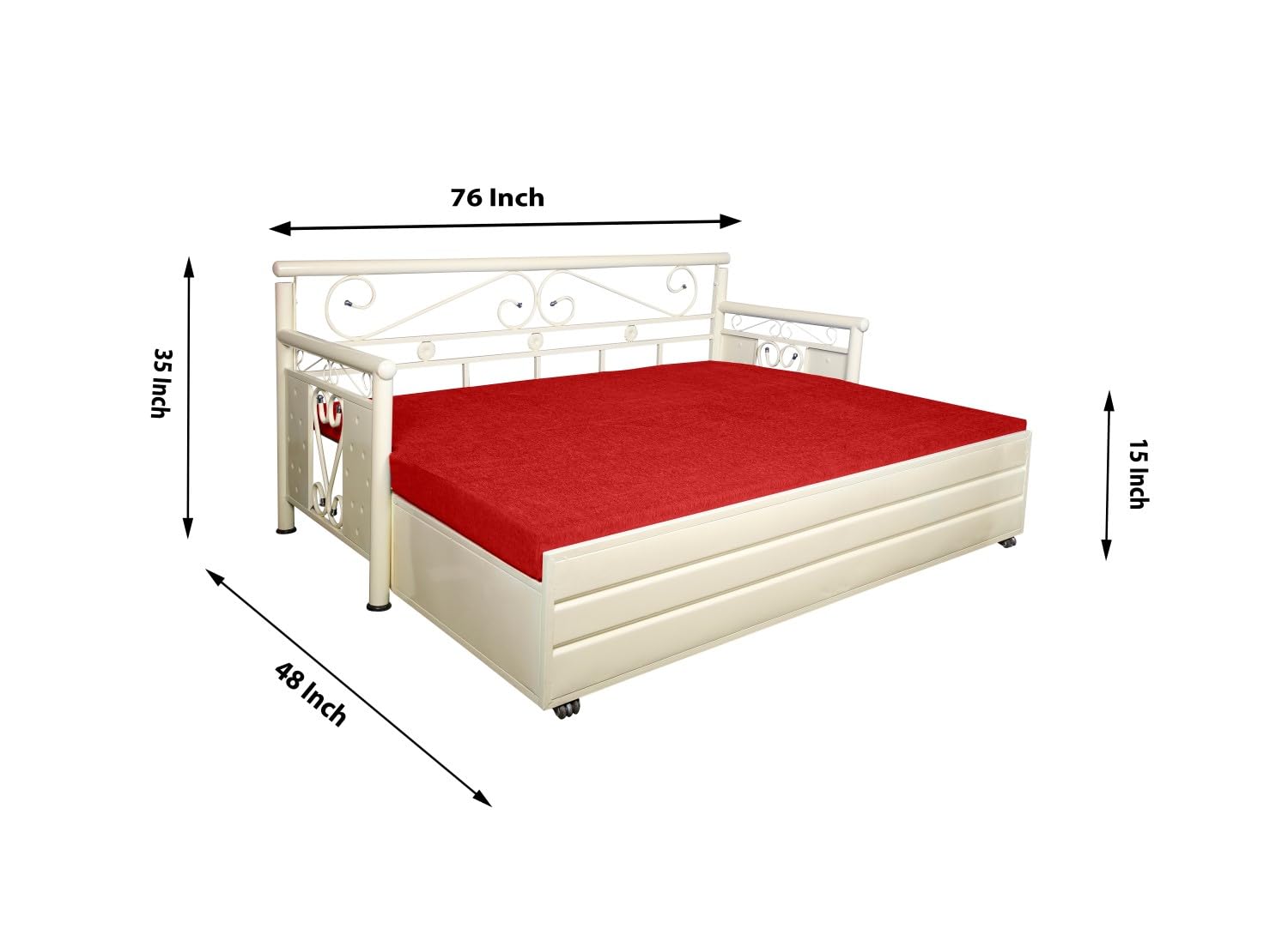 3 Seater Metal Sofa Cum Bed with Hydraulic Storage for Living Room (Black); Size: Single - 4 x 6 - APICS2003 - Image 3