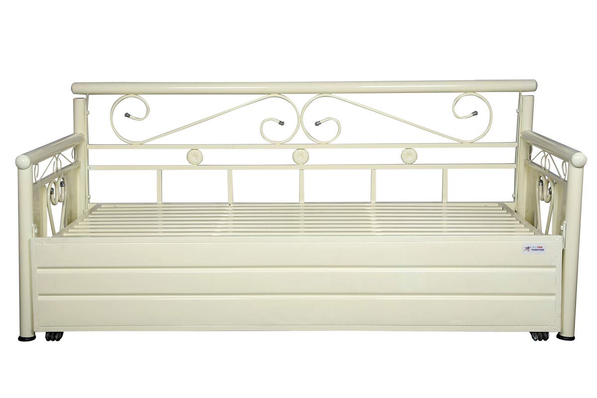 Metal Sofa Cum Bed with Hydraulic Storage Queen Size Bed Texture Finish - Colour White by A1 Star Furniture.|A1SFSC23| - Image 4