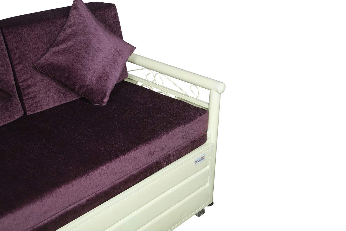 Metal Sofa Cum Bed with Hydraulic Storage Queen Size Bed Texture Finish - Colour White by A1 Star Furniture.|A1SFSC23| - Image 8