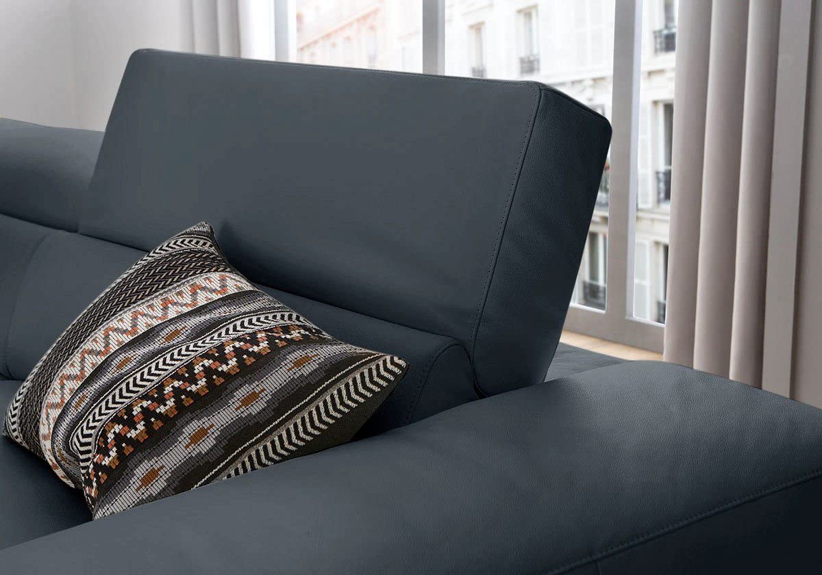 Fabrique Hembrella 2 Seater Suede Fabric Sofa Set with Ottoman - Modern and Comfortable Living Room Furniture for Home Office, Guests, and Living Room - Matt Dark Blue - Image 3