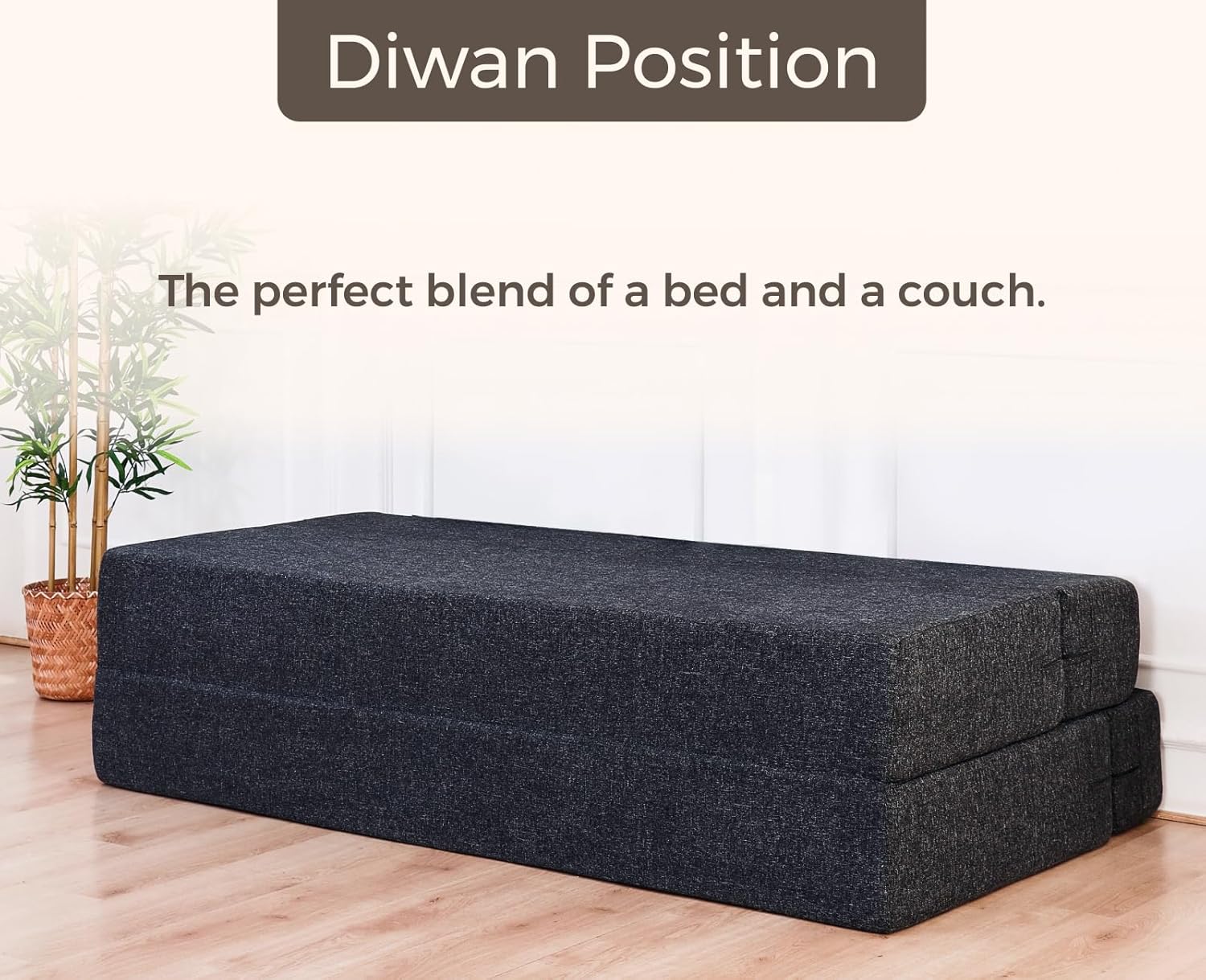 uberlyfe 3 Seater Sofa Cum Bed | Jute Fabric Washable Cover | 3 Cushions Pink Morpankh Pattern | Dark Grey | 6' X 6' Feet - Image 6